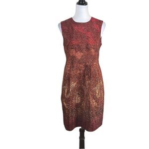 Nanette Lepore‎ Red and Orange Sheath Dress Sleeveless, Size 8